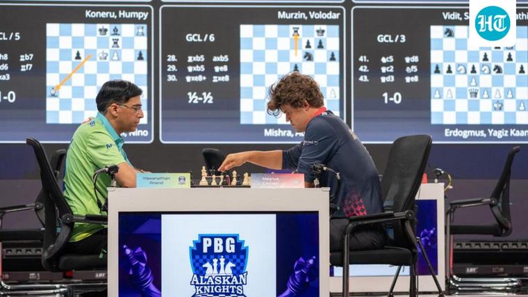 Magnus Carlsen beats old rival Viswanathan Anand, but held by a rising star