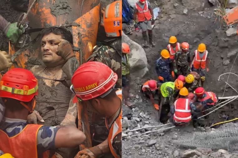 Two People Rescued From Trishuli Tunnel 9 Days After Nepal Floods, More Voices Heard From Inside
