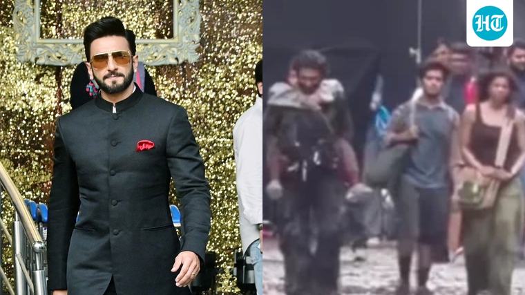 Ranveer Singh sports Dhurandhar-style long hair, walks with Kalyani Priyadarshan in leaked video from Pralay set. Watch