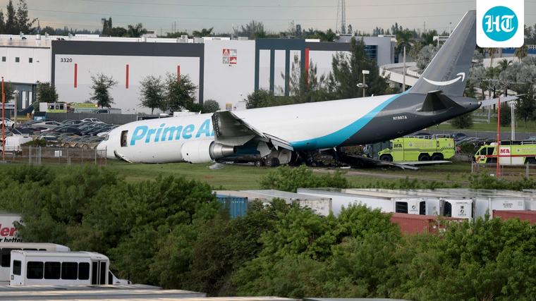 Nose on ground, tail up: Videos show moment Amazon cargo plane crashed at Miami airport