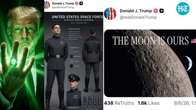 Trump claims moon, unveils ‘Space Force’ uniform, uses AI to flaunt Green Lantern light: ‘No evil shall escape’